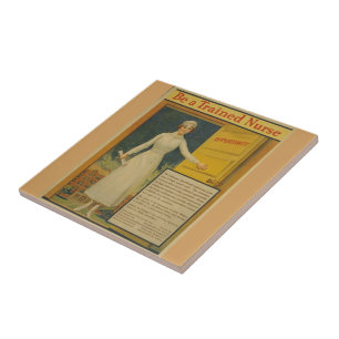 1917 WWI Poster Be A Trained Nurse -Nursing School Tile