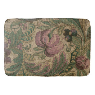 1918 Vintage Rich Floral Tapestry Brocade Damask Bath Mat