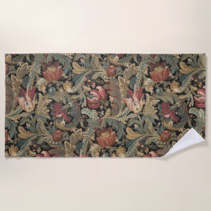 1918 Vintage Rich Floral Tapestry Brocade Damask Beach Towel