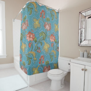 1918 Vintage Rich Floral Tapestry Brocade Damask Shower Curtain