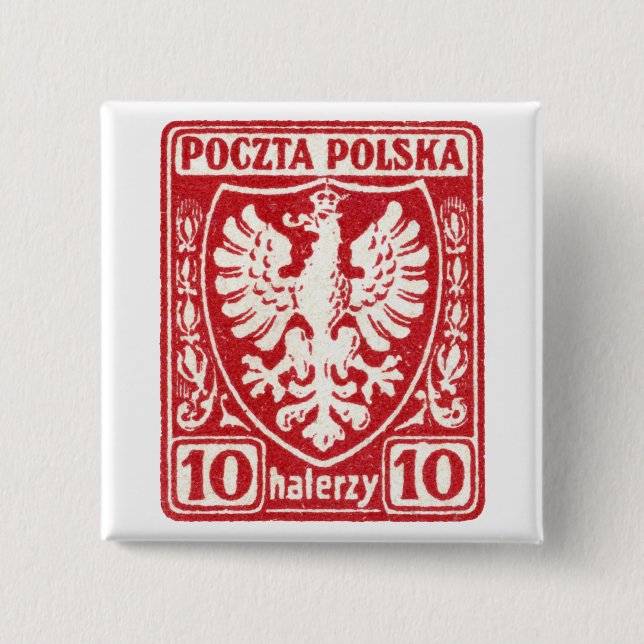 1919 10h Polish Eagle Stamp 15 Cm Square Badge (Front)