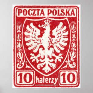 1919 10h Polish Eagle Stamp Poster