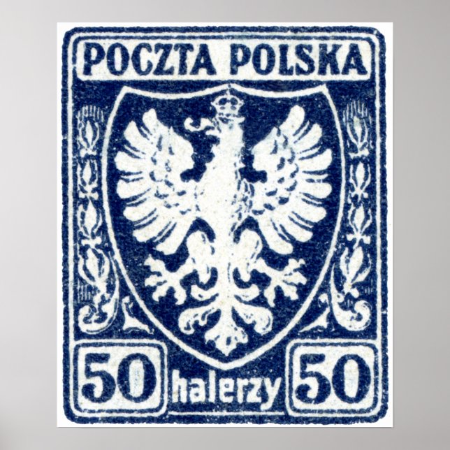 1919 50h Polish Eagle Stamp Poster (Front)