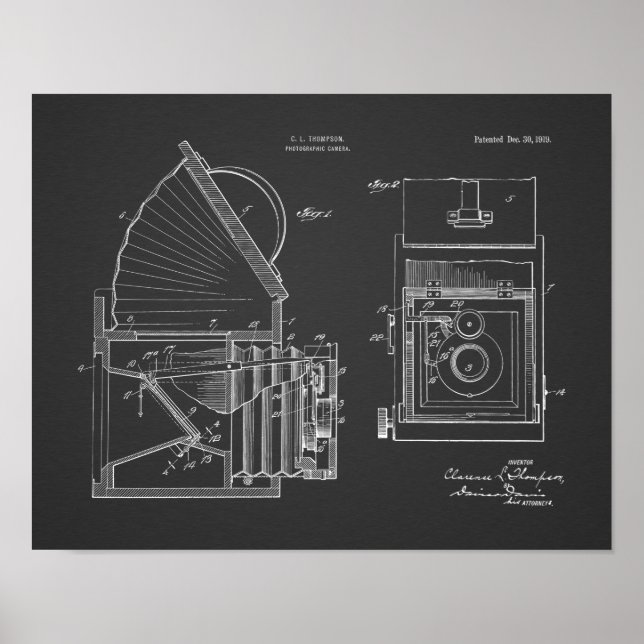 1919 Folding Camera Patent Art Drawing Print (Front)