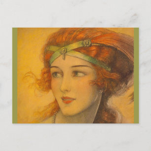 1919 gorgeous redhead postcard