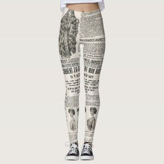 1919 Paris Fashion: Antique Newspaper Page Leggings