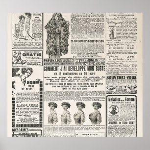 1919 Paris Fashion: Antique Newspaper Page Poster
