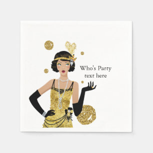 1920 flapper girl  gatsby , Art Deco Napkin