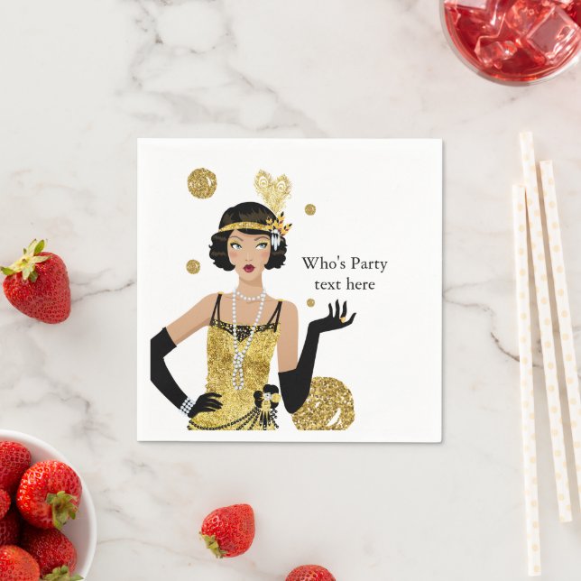 1920 flapper girl  gatsby , Art Deco Napkins (Insitu)