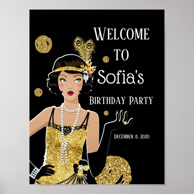 1920 flapper girl  gatsby welcome sign (Front)