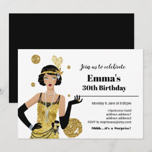 1920 flapper girl invitation, gatsby birthday invitation