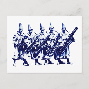 1920 Jazz Clowns, blue Postcard