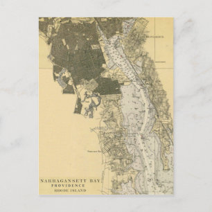 1920 Narragansett Bay Providence RI Harbour Chart Postcard