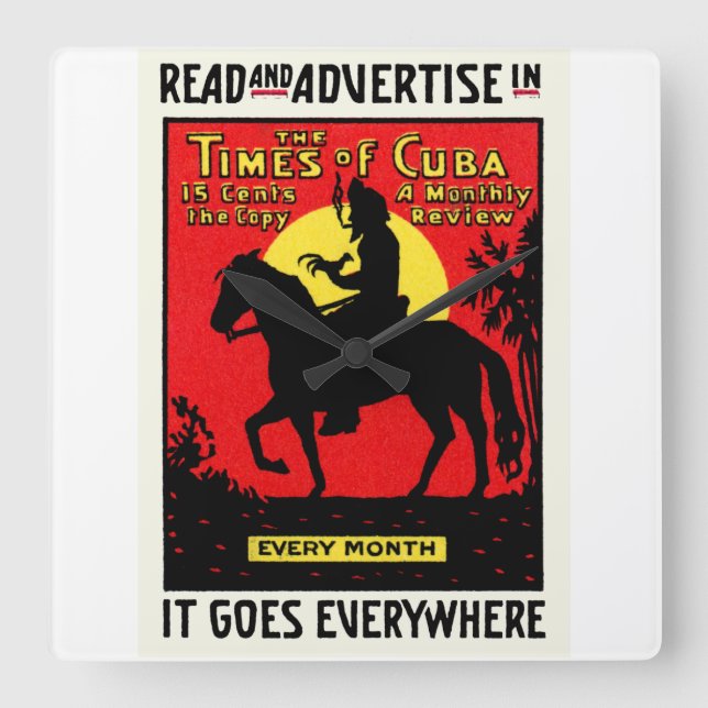 1920 The Times of Cuba Square Wall Clock (Front)