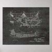 1920 Vintage Biplane Aeroplane Patent Drawing