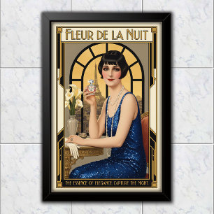 1920 Vintage Fleur de la Nuit Perfume Advertising Poster