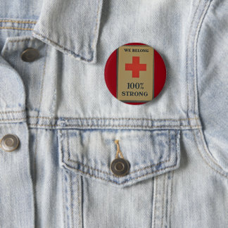 1920 WWI Red Cross "We Belong 100% Strong" 6 Cm Round Badge