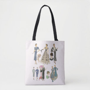 1920s 1930s flapper girls fashion models vintage  tote bag