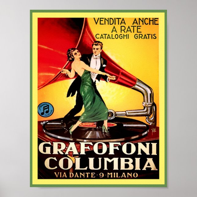 1920's Antique Phonographs Columbia Graphic Ad Poster (Front)
