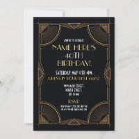 1920's Art Deco Birthday Gatsby Party Black & Gold