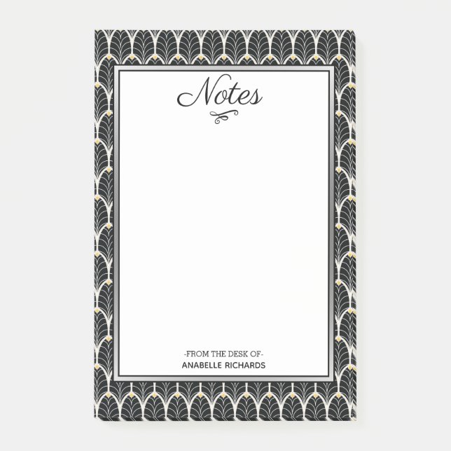 1920s Art Deco Black Palmettos Post-it Notes (Front)