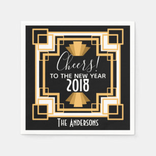 1920s Art Deco Cheers To The New Year Napkin