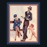 1920's Art Deco Cupid & Couple Poster<br><div class="desc">1920's French, Art Deco print of Cupid & Couple 11x14 shown. Available in other sizes.</div>