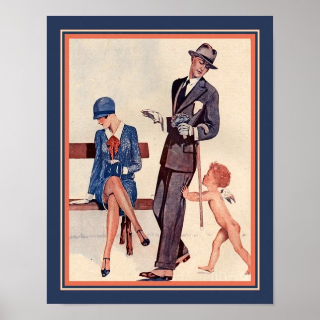 1920's Art  Deco Cupid & Couple Poster (Front)