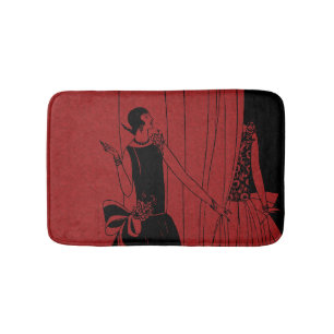 1920s Art Deco Fashion Show Model Red Bath Mat