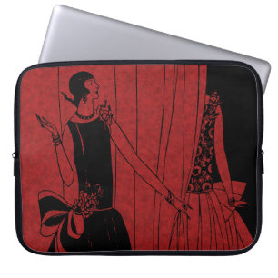 1920s Art Deco Fashion Show Model Red Laptop Sleeve