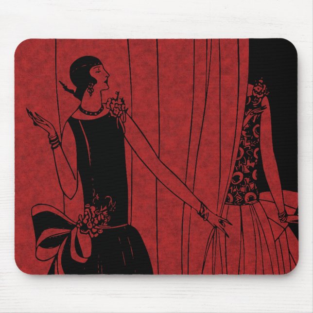 1920s Art Deco Fashion Show Model Red Mouse Pad (Front)