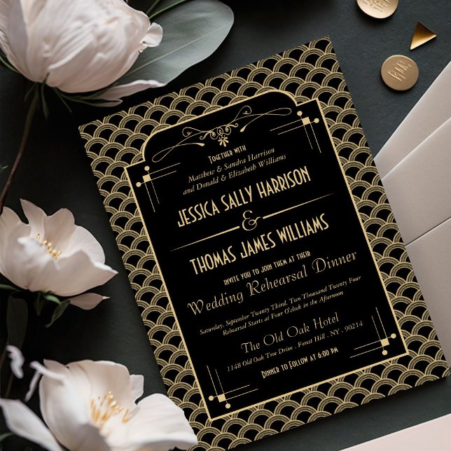 1920's Art Deco Gatsby Wedding Rehearsal Dinner Invitation (Creator Uploaded)