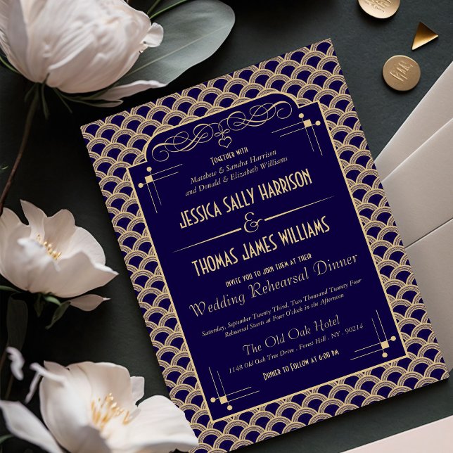 1920's Art Deco Gatsby Wedding Rehearsal Dinner Invitation (Creator Uploaded)
