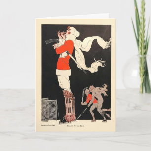 1920s Art Deco Holiday Card – Woman Hockey Player 