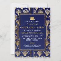 1920s Art Deco Navy Gold Gatsby Party Graduation