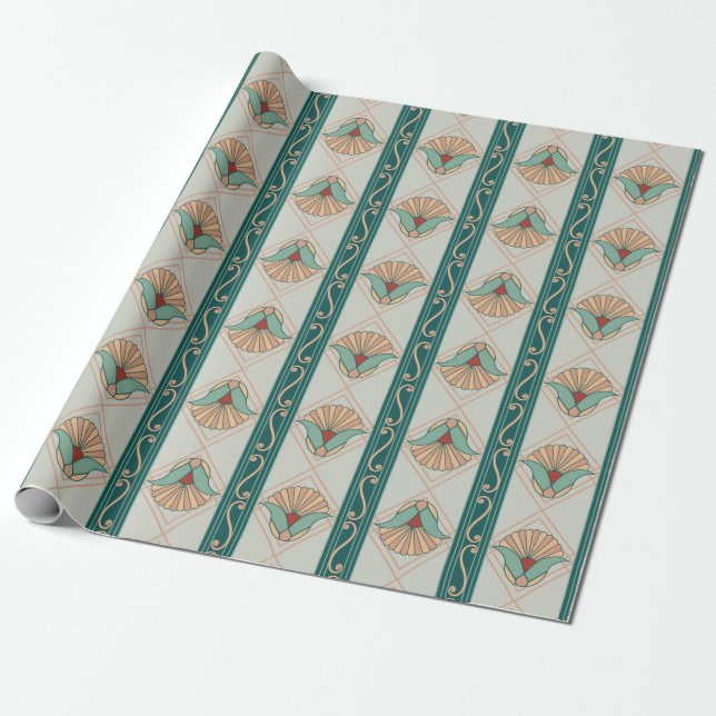 1920s Art Deco Stripe Wrapping Paper (Unrolled)