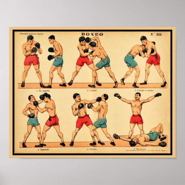 1920's Boxer Stance and Punches Poster (Front)