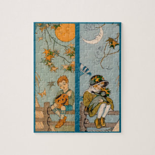 1920s boy and girl in autumn jigsaw puzzle