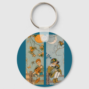 1920s boy and girl in autumn key ring