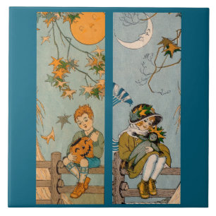 1920s boy and girl in autumn tile