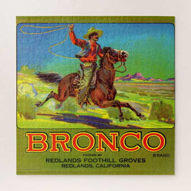  1920s Bronco fruit crate label Jigsaw Puzzle (Vertical)