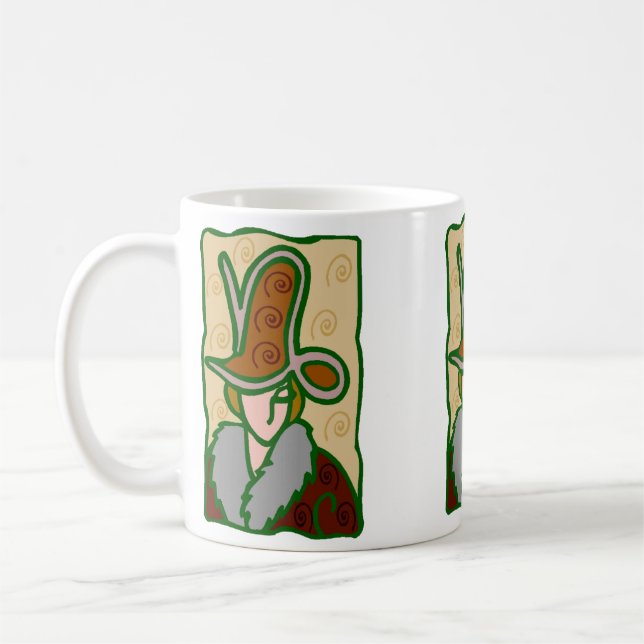 1920s Capricorn Woman with symbol in brown Coffee Mug (Left)