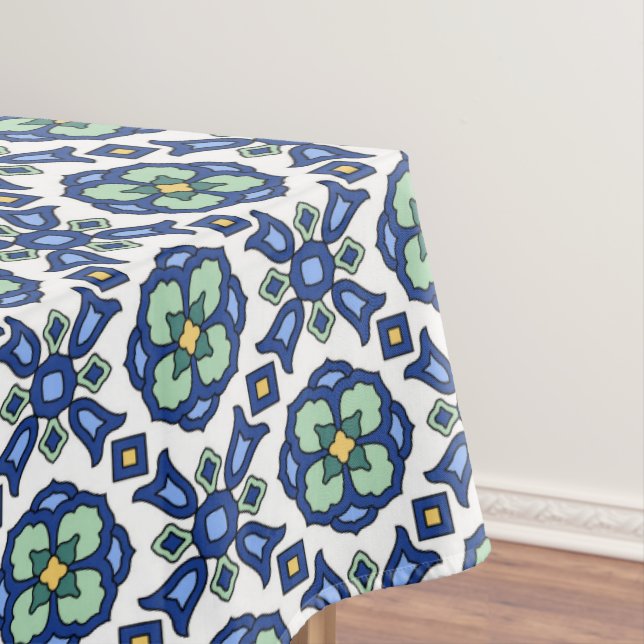 1920s Catalina Island Tile Design Tablecloth (In Situ)