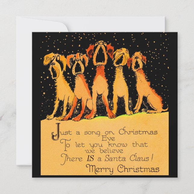 1920s Christmas card with singing dogs (Front)