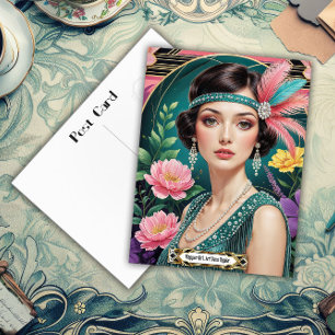 1920s Cocktail Elegance Flapper Girl Postcard