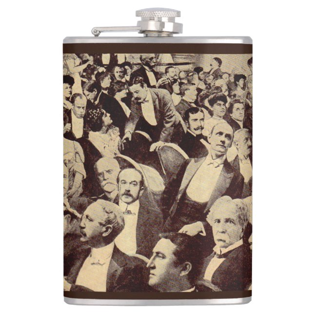 1920s crowd scene hip flask (Front)