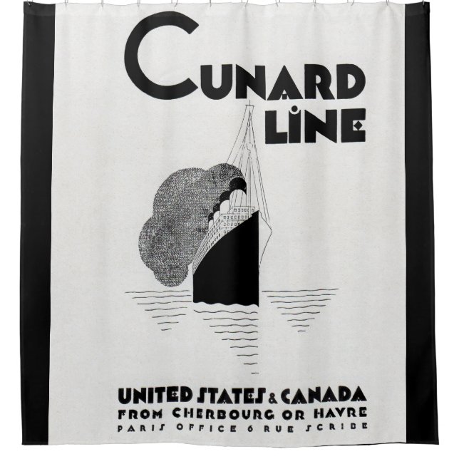 1920s Cunard Line art deco ad Shower Curtain (Front)