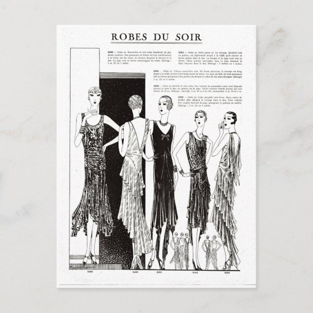 1920s Dresses French Illustration Postcard (Front)