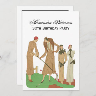 1920s Fashion Fashionable Ladies Playing Golf Invitation