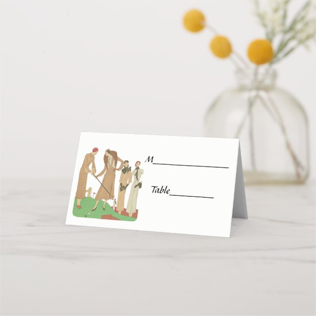 1920s Fashion Fashionable Ladies Playing Golf Place Card (Back)